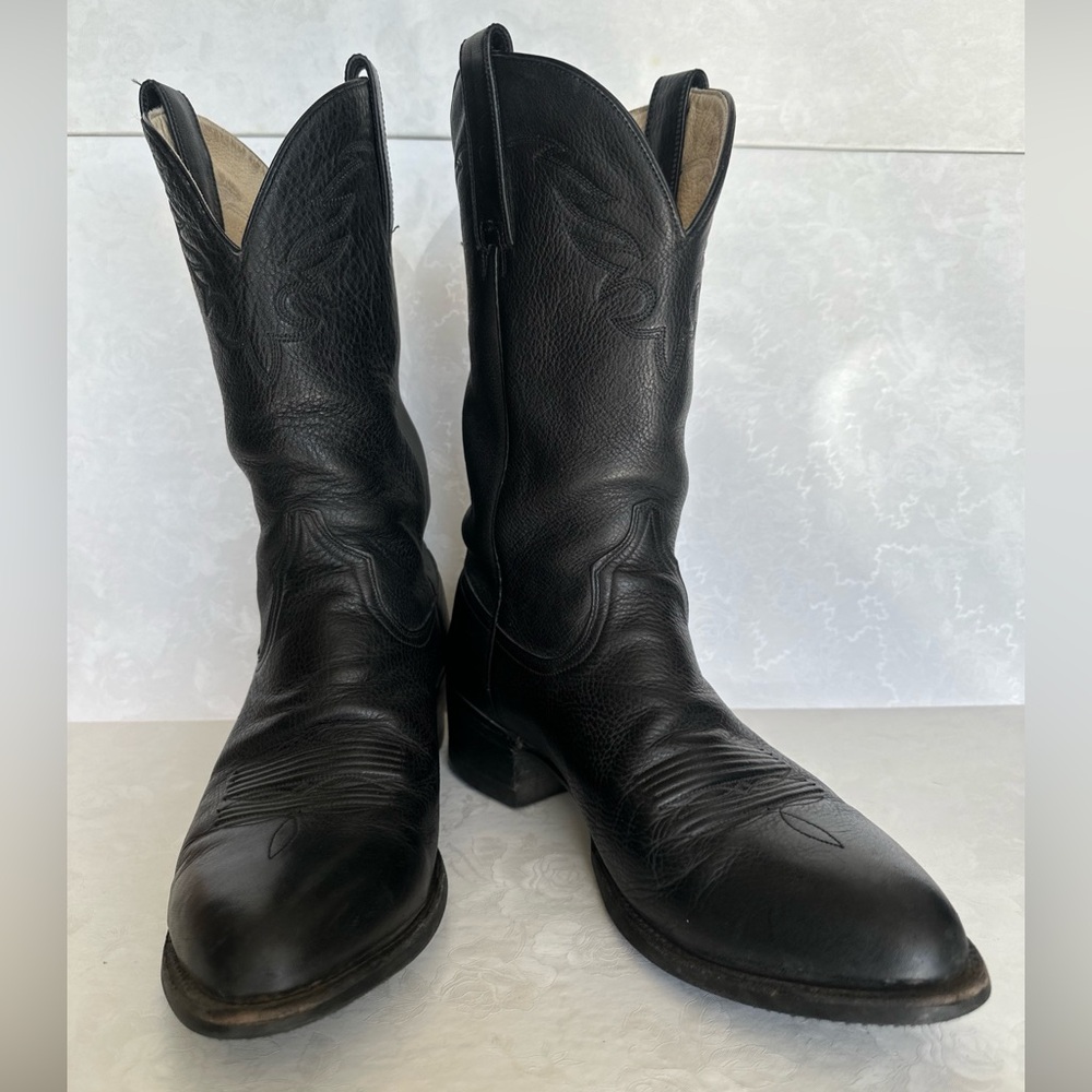 Ariat ATS Western Boots Mens 9 D Black Pull On Pointed Toe Leather 34202 EUC!